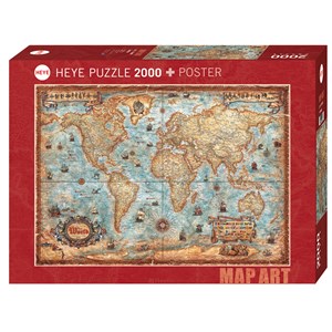 Heye (29845) - Rajko Zigic: "Historische Weltkarte" - 2000 Teile Puzzle