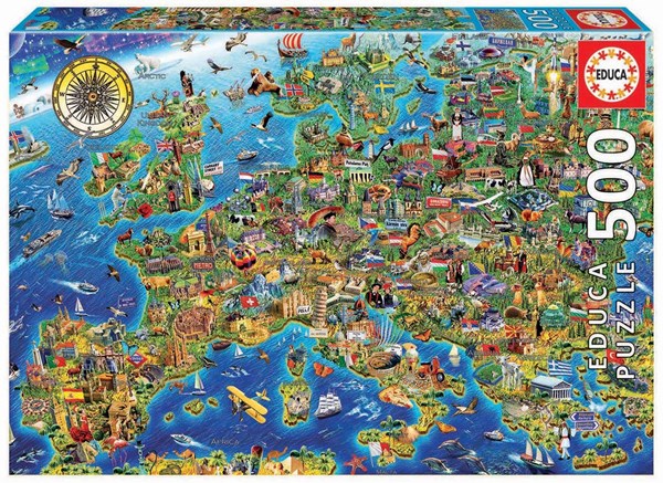 Educa (17962) - "Verrückte Europa-Landkarte" - 500 Teile Puzzle