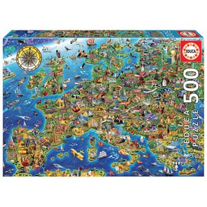 Educa (17962) - "Verrückte Europa-Landkarte" - 500 Teile Puzzle