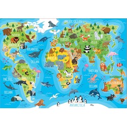Educa (18115) - "Animals world map" - 150 Teile Puzzle