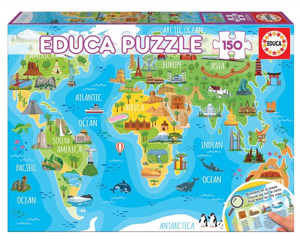 Educa (18116) - "Monuments world map" - 150 Teile Puzzle