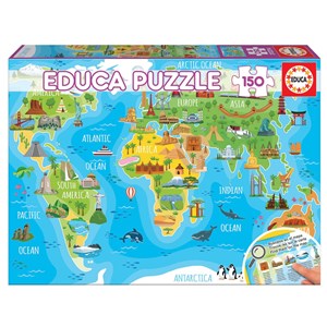 Educa (18116) - "Monuments world map" - 150 Teile Puzzle