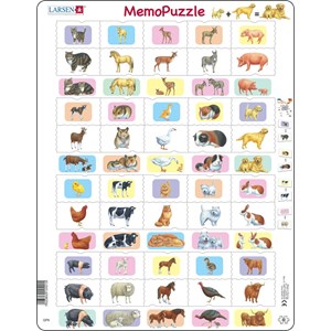 Larsen (GP9) - "Memopuzzle, parent and-baby, animals" - 40 Teile Puzzle