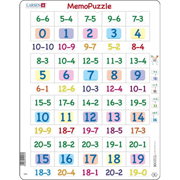 Larsen (GP8) - "MemoPuzzle, Subtraction with numbers from 0 - 20" - 40 Teile Puzzle
