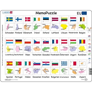 Larsen (GP2-DE) - "MemoPuzzle, Names, flags and capitals of 27 EU member states (in German)" - 54 Teile Puzzle