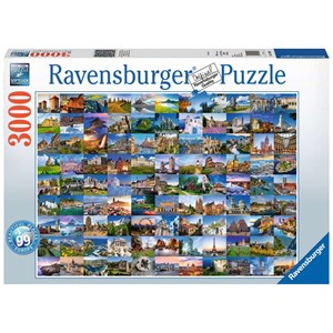 Ravensburger (17080) - "99 Bezaubernde Plätze in Europa" - 3000 Teile Puzzle