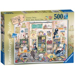 Ravensburger (14823) - Linda Jane Smith: "Knit one, Purrl one" - 500 Teile Puzzle