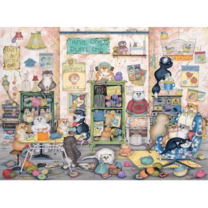Ravensburger (14823) - Linda Jane Smith: "Knit one, Purrl one" - 500 Teile Puzzle