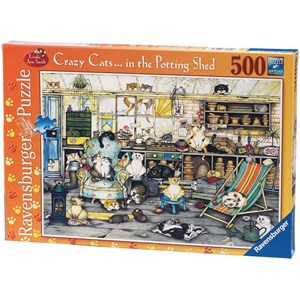 Ravensburger (14135) - Linda Jane Smith: "Crazy Cats in the Potting Shed" - 500 Teile Puzzle