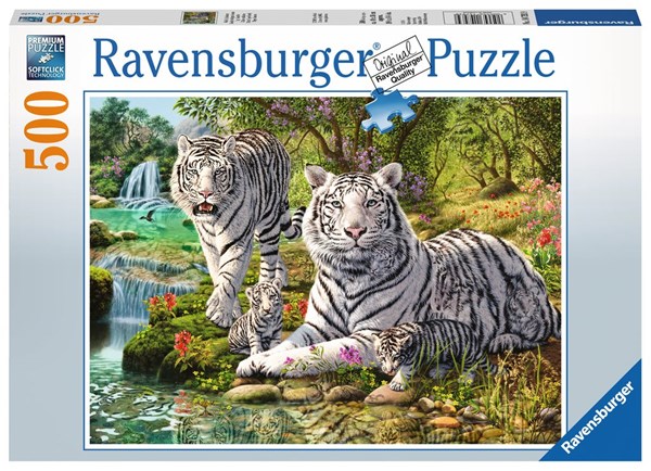 Ravensburger (14793) - "Weiße Raubkatzen" - 500 Teile Puzzle