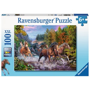 Ravensburger (10403) - "Rushing River Horses" - 100 Teile Puzzle
