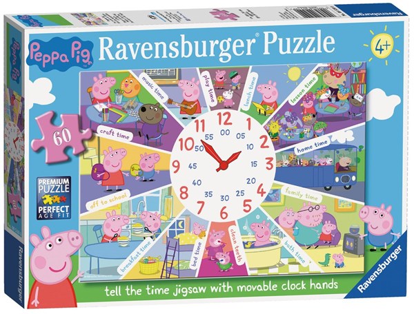 Ravensburger (09510) - "Peppa Pig Clock Puzzle" - 60 Teile Puzzle