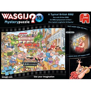 Jumbo (19163) - "Wasgij Mystery 15, Eine typisch englische Grillparty!" - 1000 Teile Puzzle
