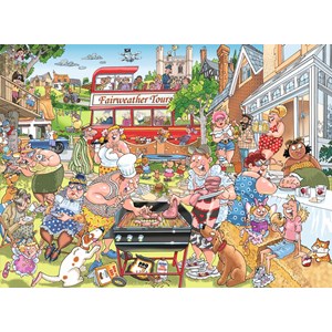 Jumbo (19163) - "Wasgij Mystery 15, Eine typisch englische Grillparty!" - 1000 Teile Puzzle