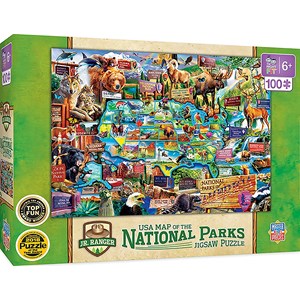MasterPieces (11942) - "National Parks Map Right Fit" - 100 Teile Puzzle