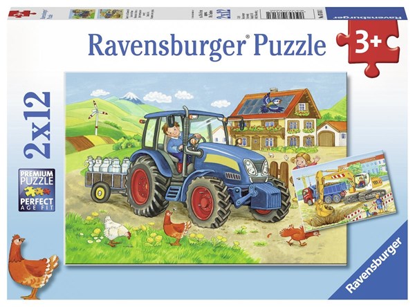 Ravensburger (07616) - "Baustelle und Bauernhof" - 12 Teile Puzzle