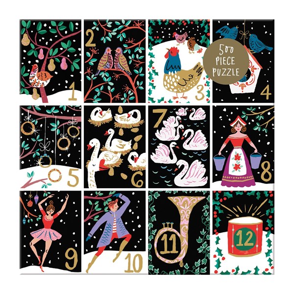 Chronicle Books / Galison (9780735356894) - "Twelve Days of Christmas" - 500 Teile Puzzle