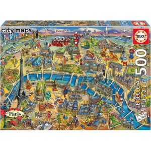 Educa (18452) - "Stadtkarte von Paris" - 500 Teile Puzzle
