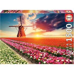 Educa (18465) - "Windmühle im Tulpenfeld" - 1500 Teile Puzzle