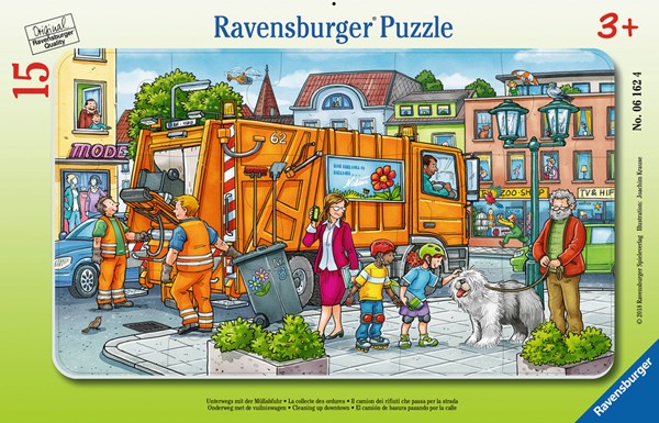 Ravensburger (06162) - "Unterwegs mit der Müllabfuhr" - 15 Teile Puzzle