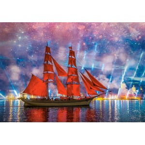 Castorland (C-104482) - "Feuerwerk mit Roter Fregatte" - 1000 Teile Puzzle
