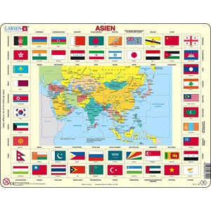 Larsen (KL2-DE) - "Map/Flag, Asia" - 70 Teile Puzzle