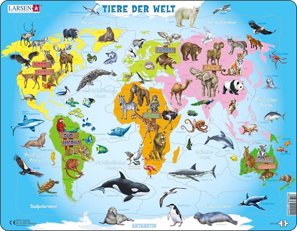 Larsen (A34-DE) - "Tiere Der Welt" - 28 Teile Puzzle
