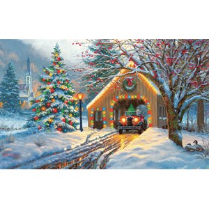 SunsOut (53015) - "Covered Bridge at Christmas" - 300 Teile Puzzle