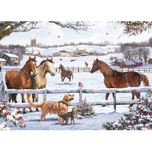 Otter House Puzzle (74739) - "Weihnachten auf der Farm" - 1000 Teile Puzzle