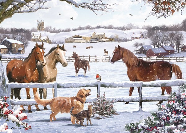 Otter House Puzzle (74739) - "Weihnachten auf der Farm" - 1000 Teile Puzzle