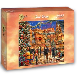 Grafika (02903) - Chuck Pinson: "Christmas at the Town Square" - 2000 Teile Puzzle