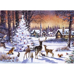 Otter House Puzzle (74740) - "Versammlung um den Weihnachtsbaum" - 1000 Teile Puzzle