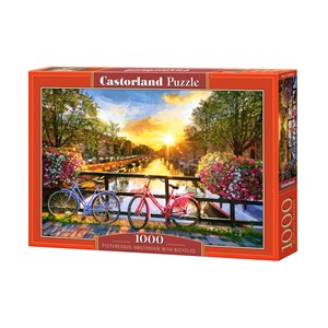 Castorland (C-104536) - "Malerisches Amsterdam mit Fahrrädern" - 1000 Teile Puzzle