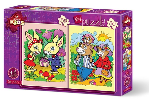 Art Puzzle (4498) - "The Rabbits and The Bear Family" - 35 60 Teile Puzzle