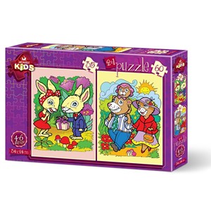 Art Puzzle (4498) - "The Rabbits and The Bear Family" - 35 60 Teile Puzzle
