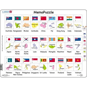 Larsen (GP7-GB) - "Names, Flags and Capitals of 27 Countries in Asia and the Pacific" - 54 Teile Puzzle