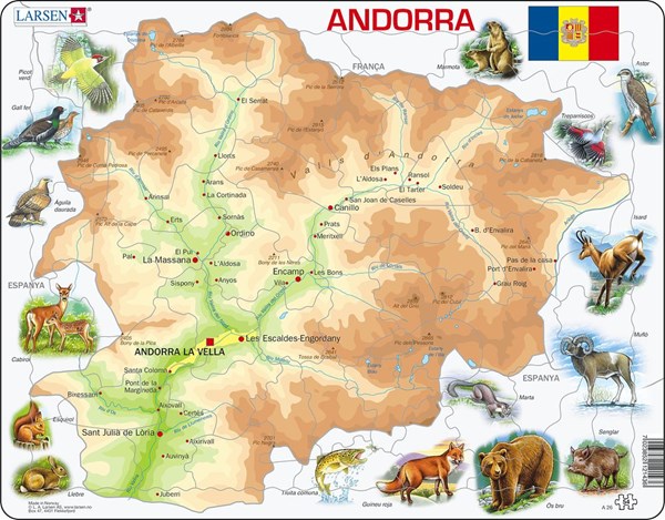 Larsen (A26-CT) - "Andorra Physical Map - CT" - 54 Teile Puzzle