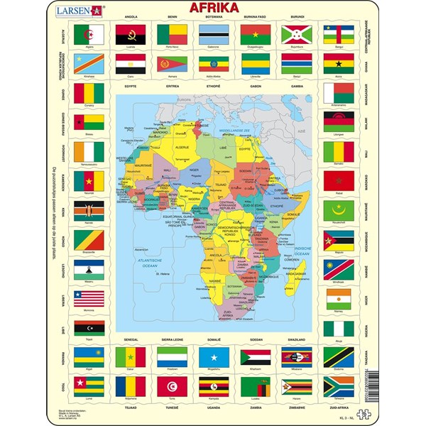 Larsen (KL3-NL) - "Map/Flag, Africa" - 70 Teile Puzzle