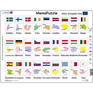 Larsen (GP2-CZ) - "Names, Flags and Capitals of 27 EU Member States - CZ" - 54 Teile Puzzle