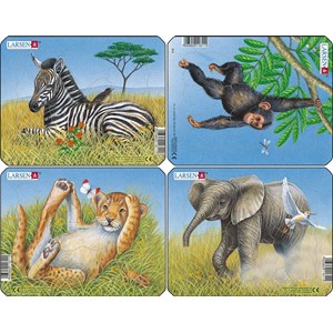 Larsen (M9) - "Lion, Elephant, Ape, Zebra" - 9 Teile Puzzle