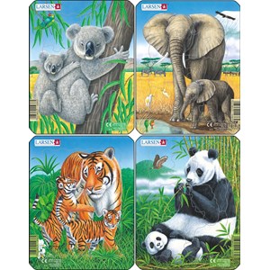 Larsen (V4) - "Koala, Elephant, Tiger, Panda" - 8 Teile Puzzle