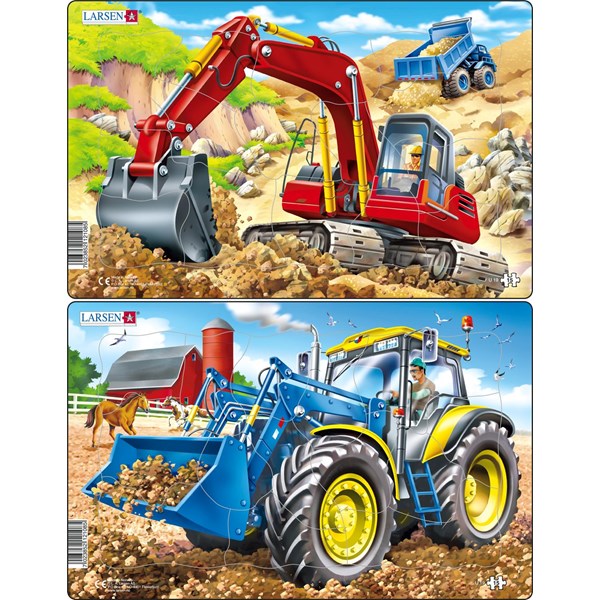 Larsen (U19) - "Tractor and Excavator" - 15 Teile Puzzle