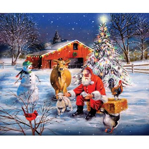 SunsOut (37996) - R.J. McDonald: "Santa at the Farm" - 300 Teile Puzzle