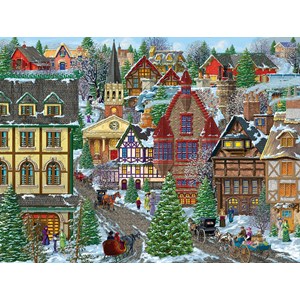 SunsOut (38937) - "Winter Village Square" - 300 Teile Puzzle
