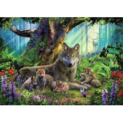 Ravensburger (15987) - "Familie der Wölfe im Wald" - 1000 Teile Puzzle