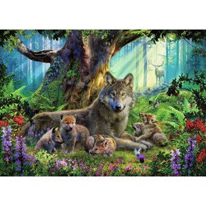 Ravensburger (15987) - "Familie der Wölfe im Wald" - 1000 Teile Puzzle
