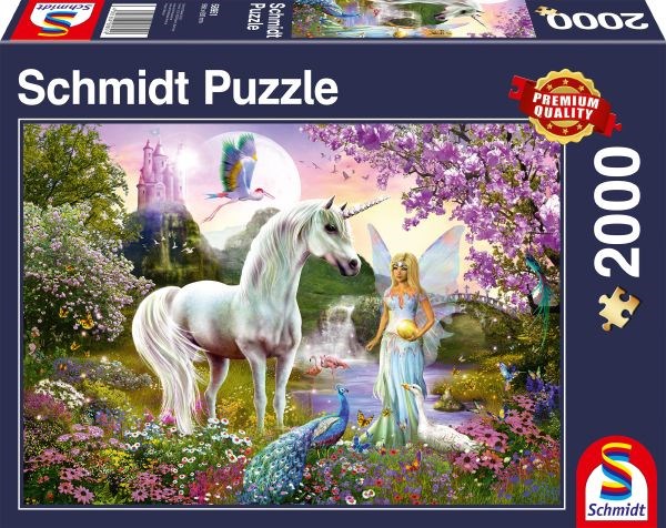 Schmidt Spiele (58951) - "Fee und Einhorn" - 2000 Teile Puzzle