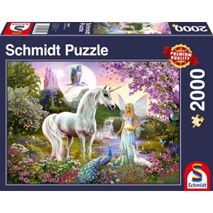 Schmidt Spiele (58951) - "Fee und Einhorn" - 2000 Teile Puzzle