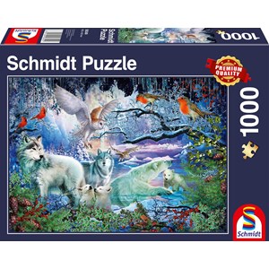 Schmidt Spiele (58349) - "Wölfe im Winterwald" - 1000 Teile Puzzle