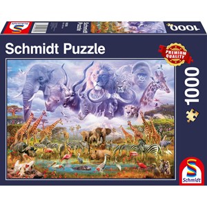 Schmidt Spiele (58356) - "Tiere an der Wasserstelle" - 1000 Teile Puzzle